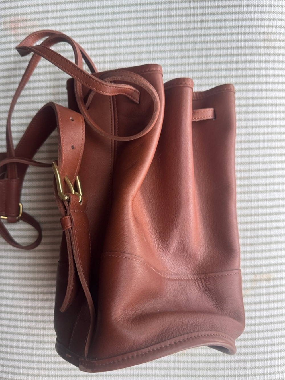 Coach Brown Leather Bucket Shoulder Bag with Gold Hardware